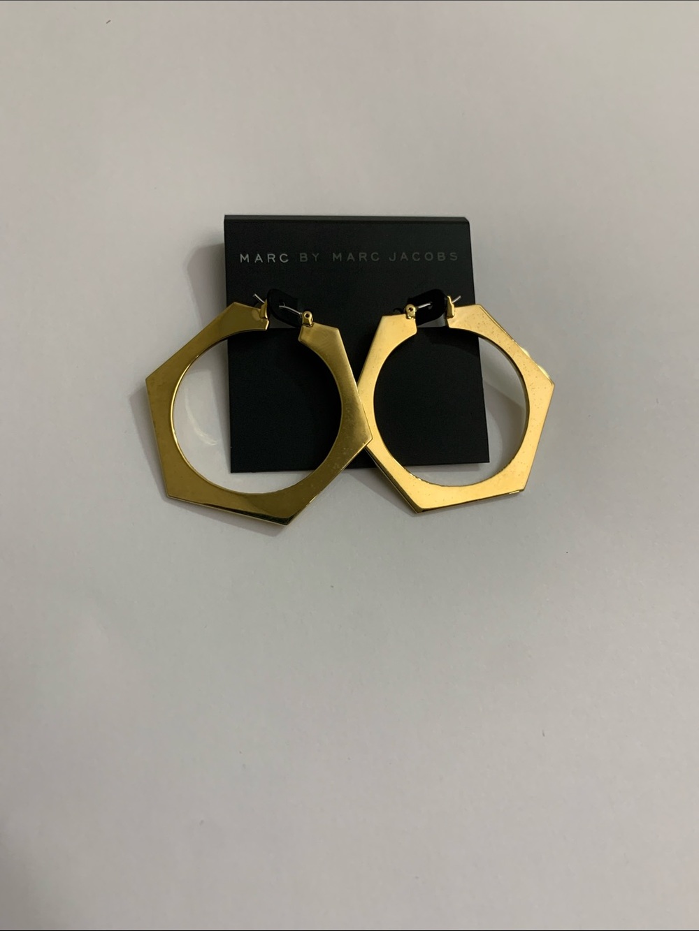 Marc by Marc Jacobs Gold Hexagonal Hoop Earrings New